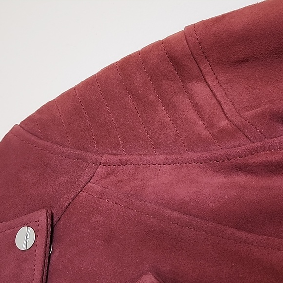NEW LaMarque Laetica Burgundy Leather Suede Moto Biker Jacket Luxury Celeb Style - Picture 5 of 14